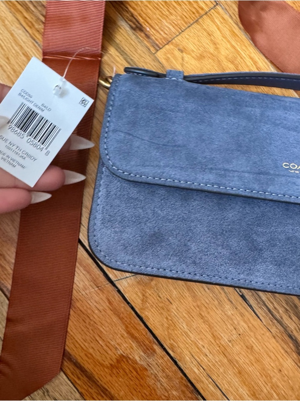 COACH blue Suede Crossbody with adjustable Strap - Picture 4 of 12